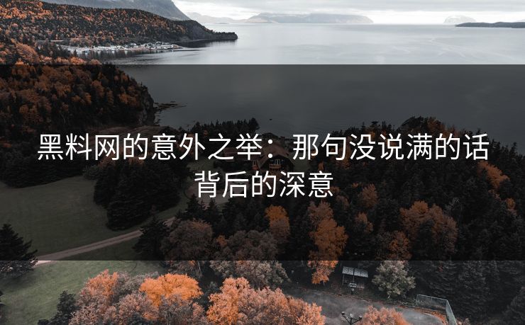黑料网的意外之举：那句没说满的话背后的深意